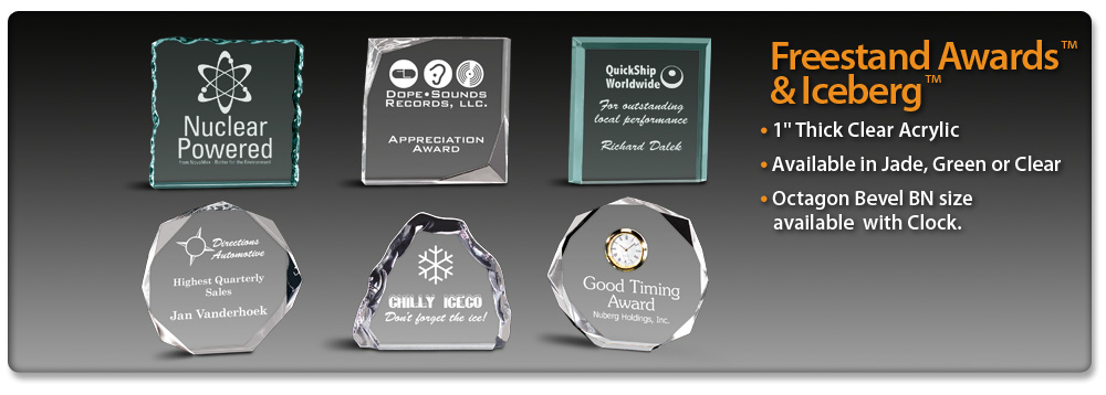 Acrylic Idea Factory Freestand Awards and Iceberg