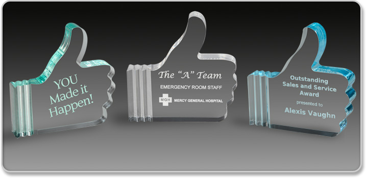 Acrylic Idea Factory Thumbs Up Paperweight